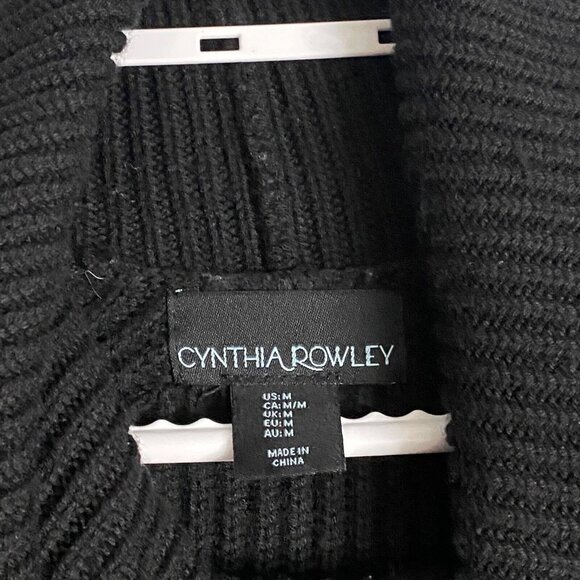Cynthia Rowley Women's Black Ribbed Turtleneck Knit Sweater - Picture 5 of 7